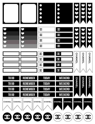 Black And White Bullet Journal Stickers Chanel Printable Planner Stickers Black And White By Colorlab2016 Printable Planner Stickers Planner Stickers Happy Planner Printables