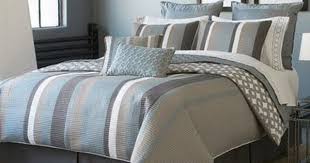 Image Detail For Comforting Shades Of Blue Ivory And Gray Give This Bedding A Soft Bedroom Colors Contemporary Bed Design Bedroom Color Schemes