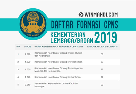 Daftar Formasi Cpns 2019 Kementerian Dan Lembaga Negara Cpns 2021 Daya Tampung Snmptn Sbmptn Umptkin