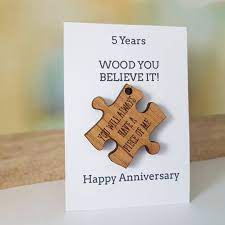 Traditional 5th wedding anniversary gifts are wood. 5th Anniversary Gift Husbandgift Wife Card Wood Wooden Etsy Wooden Anniversary Gift Wood Anniversary Gift Gift Wedding Anniversary
