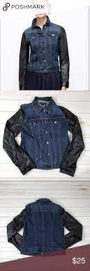 Ann Taylor Denim Faux Leather Sleeve Jean Jacket Leather Sleeve Jackets Jean Jacket