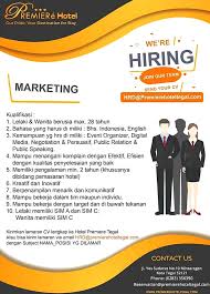 Responsible for promotion and events. Lowongan Kerja Premiere Hotel Tegal April 2019 Marketing Loker Swasta