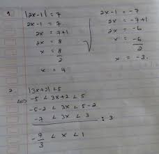Maybe you would like to learn more about one of these? Tentukan Nilai X Yang Memenuhi Persamaan Berikut 2x 1 7 Selesaikanlah Pertidaksamaan Berikut Brainly Co Id