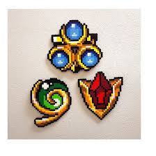 Zelda Spiritual Stones Goron Ruby Kokiri Emerald Zora Sapphire Ocarina Of Time Loz Legend Of Zelda Link Princess Zelda Nintendo Perler Beads Perler Bead Patterns Perler Bead Art