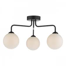 Black is high contrast and can be striking in modern or classic styles. 3 Light Semi Flush Ceiling Matt Black Opal Glass Lighting Company