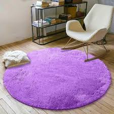 Alternatively, choose a patterned purple rug that uses the colour as one of its accents as a way of subtly introducing this strong colour to a room's palette. Amazon Com Yoh Fluffy Soft Round Area Rugs For Kids Girls Room Princess Castle Plush Shaggy Carpet Cute Circle Furry Nursery Rug For Teen S Bedroom Living Room Home Decor Big Circular Floor Carpet