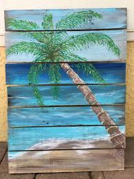 Coastal Village Folk Art Pallet Beach Scene Beach Scene Painting Slate Art Beach Mural