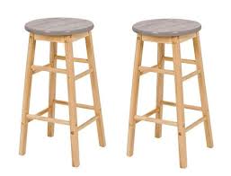 2 X Hand Painted Top Wooden Bar Stools Light Grey Etsy In 2020 Wooden Kitchen Stools Kitchen Stools Bar Stools