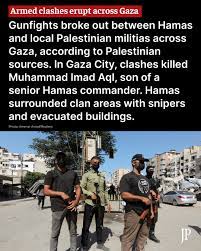 Armed clashes erupt in Gaza between Hamas and rival militias⁠ ⁠ Gunfights  broke out in Beit Lahia and Gaza City between Hamas and local Palestinian  armed groups as the ceasefire takes hold.