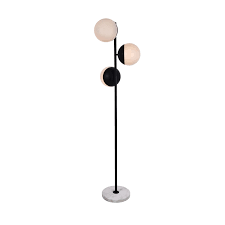 Elegant Lighting Eclipse Black And Frosted White Three Light Floor Lamp Ld6158bk Bellacor