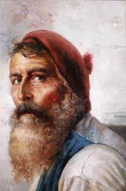 E. MULLER, 19th-20th, Portrait of a bearded man...