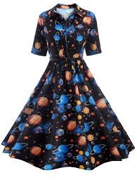 Plus Size Flare Cosmos Planet Dress Black 3xl Planet Dresses Dresses Wonderful Dress