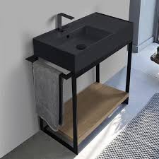 Modern console sink, exclusive range of this sinkvanity combo it is one of modern bathroom from dull to brilliant with modern console tables products at the bathroom consoles. Scarabeo 5115 49 Sol2 89 By Nameek S Solid Console Sink Vanity With Matte Black Ceramic Sink And Natural Brown Oak Shelf Thebathoutlet