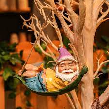 1464 x 1500 jpeg 283 кб. Buy Teresa S Collections Funny Garden Gnomes Outdoor Hanging Statue Fairy Garden Gnome Swinging Leaf Hammock Figurines Resin Lawn Ornaments For Patio Yard Tree Decorations 7 5 Inch Online In Germany B07lcgbqpg