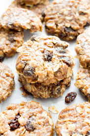 The thing about these cookies is while they are on the thin side, the edges are crispy and caramelly…but the inside is chewy and buttery. 4 Ingredient No Bake Chewy Oatmeal Raisin Cookies Gluten Free Vegan Dairy Free Protein Rich Beaming Baker
