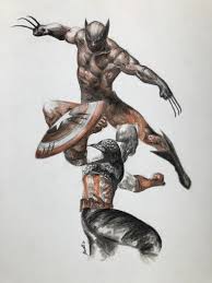 Without a doubt, this is the most patriotic superhero in history. Wolverine Vs Captain America Jaume Llunell Drawings Illustration People Figures Animation Anime Comics Comics Artpal