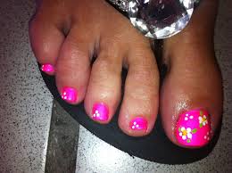 Nail art design gallery best nail art designs nail design may nails hair and nails tulip nails ring finger nails flower nail art art flowers. Pedicure With Flower Art Hot Pink Gel And Flower Art Using Craft Paint Pink Toe Nails Flower Toe Nails Summer Toe Nails