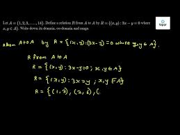 Let A 1 2 3 14 Define A Relation R From A To A By R X Y 3x Y 0 Where X Y A Write Down Its Domain Co Domain And Range