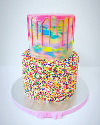 Sprinkles Rainbow Watercolor Drip Cake Candy Birthday Cakes Cake Birthday Cake Decorating