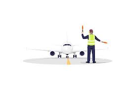 Airplane Runway Controller In 2020 Color Vector Illustration Vector Illustration