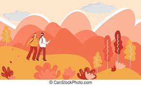 Karikatur kartun couple desain seperti ini mungkin. Romantic Couple Hiking In Mountains Vector Illustration Man And Woman Cartoon Characters Walking Together In Nature Canstock