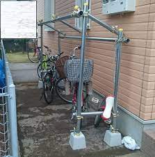 愛車を錆びさせない 自転車置き場を単管パイプで自作 diy 湘南の風にのせて 自転車置き場 自転車置き場 diy 物干し台 屋外
