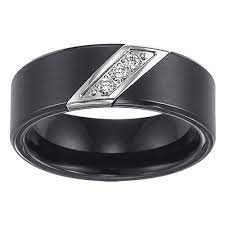 Triton 8mm Black Tungsten Carbide 3 Diamonds Ring Interesting Idea For A Mens We London Blue Topaz Engagement Rings Blue Topaz Engagement Ring Rings For Men