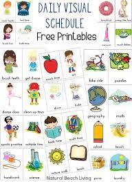 Look below, and definitely print the first visual schedules for preschoolers. Extra Daily Visual Schedule Cards Free Printables Natural Beach Living Kids Schedule Daily Schedule Kids Special Needs Kids