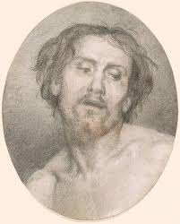 Datei:Édouard Brandon, Head of a Model, as Christ, black and red chalk