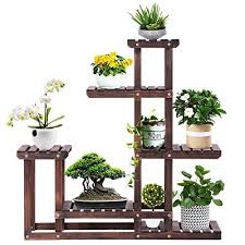 Goplus Pflanzenregal Aus Tannenholz Blumenregal Braun Blumenstander Garten Blumentreppe 6 Ebenen Pflanze Pflanzenstander Holz Pflanzenregale Pflanzentreppe