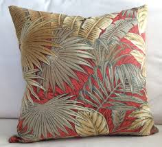 Tommy Bahama Designer Tropical Palm Indoor Throw Pillow Cushion Cover Coastal Red Nutmeg Brown Beige Tommy Bahama Decor Throw Pillows Decorative Throw Pillows