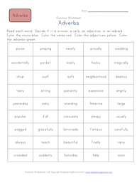 3rd Grade Adverbs Nouns Verbs And Adjectives Worksheet Nouns Verbs Adjectives Nouns And Verbs Adjective Worksheet
