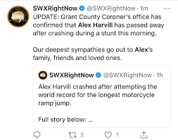Alex harvill (died june 17, 2021) was an american motorcycle stunt performer. Ocidxyr92iln8m