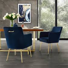 Sold and shipped by lamps plus. Posh Living Perogo Velvet Dining Chair In Navy Blue Gold Set Of 2 Dc91 02ny2 Cx