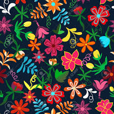 Mexican floral vector seamless pattern traditional folk art. Seamless Floral Background Colorful Flowers And Leafs On Dark Stock Photo Picture And Royalty Free Image Image 58799112