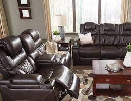 Warnerton Contemporary Chocolate Color Pu Leather Power Reclining Sofa Loveseat With Adjustable Headrest Power Reclining Sofa Power Recliners Reclining Sofa