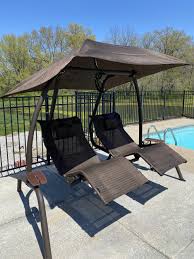 Patio hammock chaise chair lounge chair outdoor rocker chairs resin wicker at home store patio double rocking chair. Patio Swing Recliner Off 68