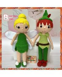 Peter Pan And Tinkerbell Crochet Pattern Amigurumi Tutorial Etsy In 2020 Pixie Doll Peter Pan And Tinkerbell Plush Flower