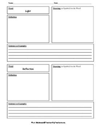 Properties Of Light Vocabulary Graphic Organizer Vocabulary Graphic Organizer Graphic Organizers Vocabulary