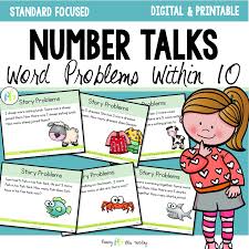 Word problems 1st grade quiz. First Grade Word Problem Number Talks For Addition And Subtraction Within 10 Primary Bliss Teaching