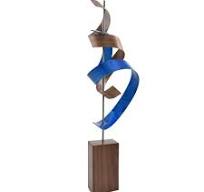 Bent Wood and Aluminum 'Blue Waltz' Tabletop Sculpture