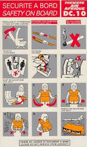 Air Afrique Dc 10 Safety Card Airplane Safety Math Logo Technical Illustration