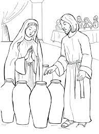 Includes story, worksheets, activities, craft, coloring sheets and more. The Start Of Jesus Public Ministry Jesus And Mary At The Wedding Feast Of Cana Catholic Coloring Page Sunday School Coloring Pages Bible School Crafts Bible Story Crafts