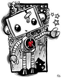 Black And White Robot Drawing 50 Amazing Piece Of Robot Artwork Part Ii Robots Artworks Robots Drawing Robot Art