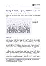 This form is sent to customer service if you have a question, please use the support form. Pdf The Impact Of Feedback Form On Transactional Distance And Critical Thinking Skills In Online Discussions