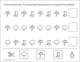 cut and paste spring math patterns printable worksheets packet