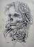 Old School Skull With Hair Tattoo