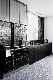 Black And Gold Kitchen Tiles Black Kitchen With Vintage Tiles Black Kitchens White Modern Kitchen Kitchen Design Decor