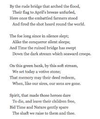 Concord Hymn Ralph Waldo Emerson Concord Hymn By Ralph Waldo Emerson Sung At The Completion Of The Battle Monument July 4 1837 Poems Hymn Poetry