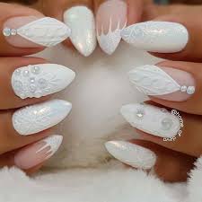 White Christmas Nails Almond Shape Short Set White Matte Sweater Design Snowflakes Rhinesto Nail Colors Winter Holiday Nail Designs Christmas Nail Designs